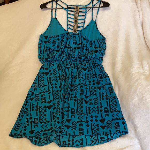 Sun dress aqua blue Size M Three pink hearts brand - Picture 7 of 9